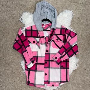 NWT Pink Plaid Fleece Shacket